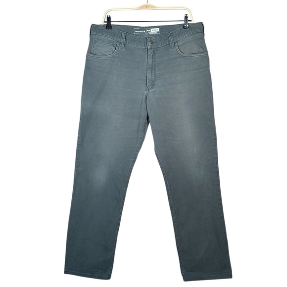 CARHARTT Rugged Flex Relaxed Fit Canvas 5-Pocket Work Pant 36x32 in Elm - Picture 2 of 13